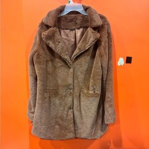 Brown Faux Fur Coat XL